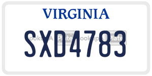 SXD4783  license plate in VA