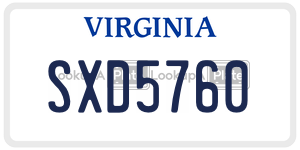 SXD5760  license plate in VA