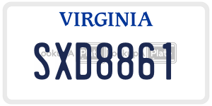 SXD8861  license plate in VA