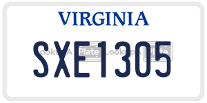 SXE1305  license plate in VA