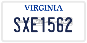SXE1562  license plate in VA