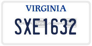 SXE1632  license plate in VA