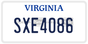 SXE4086  license plate in VA