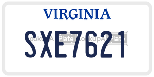 SXE7621  license plate in VA