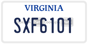 SXF6101  license plate in VA