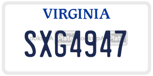SXG4947  license plate in VA