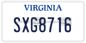 SXG8716  license plate in VA