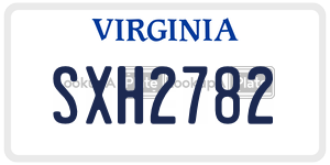 SXH2782  license plate in VA