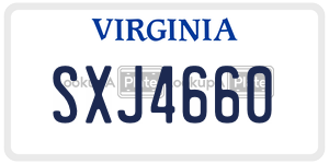 SXJ4660  license plate in VA