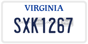 SXK1267  license plate in VA