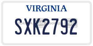 SXK2792  license plate in VA