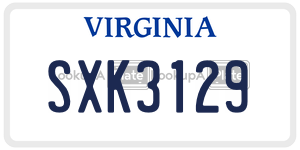 SXK3129  license plate in VA