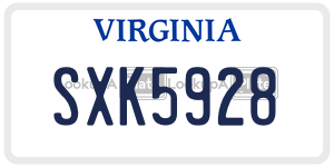 SXK5928  license plate in VA