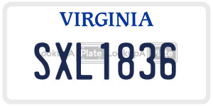 SXL1836  license plate in VA