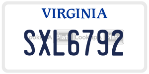 SXL6792  license plate in VA