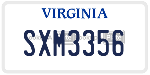 SXM3356  license plate in VA