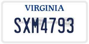 SXM4793  license plate in VA