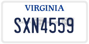 SXN4559  license plate in VA