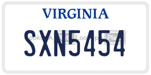 SXN5454  license plate in VA