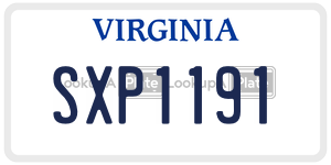 SXP1191  license plate in VA