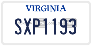 SXP1193  license plate in VA
