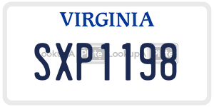 SXP1198  license plate in VA