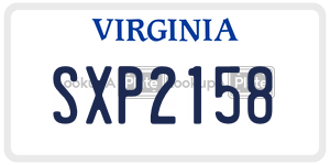 SXP2158 license plate in Virginia