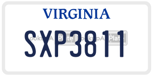 SXP3811  license plate in VA