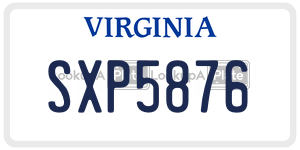 SXP5876  license plate in VA
