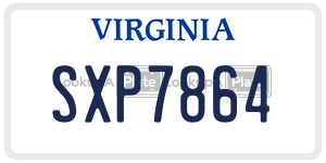 SXP7864  license plate in VA