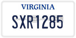 SXR1285  license plate in VA