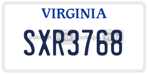 SXR3768  license plate in VA
