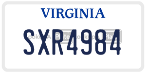 SXR4984  license plate in VA