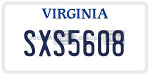 SXS5608  license plate in VA