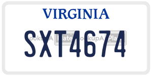 SXT4674  license plate in VA