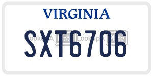 SXT6706  license plate in VA