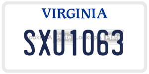 SXU1063  license plate in VA