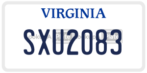 SXU2083  license plate in VA