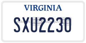 SXU2230  license plate in VA