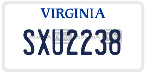 SXU2238  license plate in VA