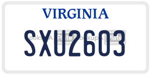 SXU2603  license plate in VA