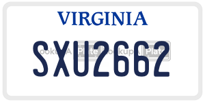 SXU2662  license plate in VA