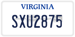 SXU2875  license plate in VA