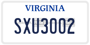 SXU3002  license plate in VA