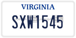 SXW1545  license plate in VA