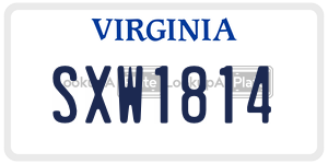 SXW1814  license plate in VA