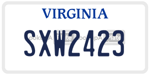 SXW2423  license plate in VA
