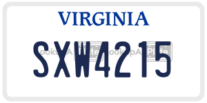SXW4215  license plate in VA