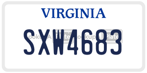 SXW4683  license plate in VA