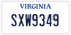 SXW9349  license plate in VA